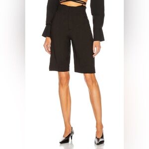 Jacquemus Black Hemp-Blend Knee Length Bermuda Shorts with waist strap detail